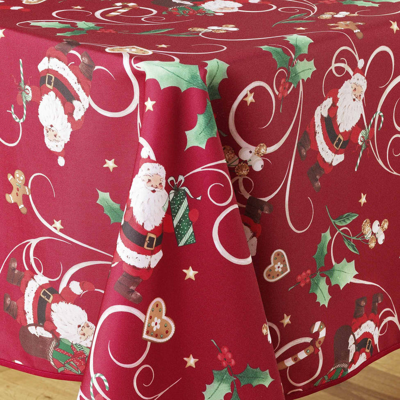 Nappe Noël rectangle père noël rouge Anti tache Infroissable 2m x 1m50