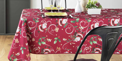 Nappe Noël rectangle père noël rouge Anti tache Infroissable 2m40 x 1m50