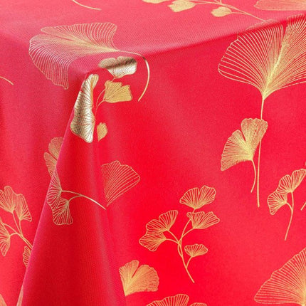 Nappe rectangle Bloomy rouge Or 2m40 x 1m50 anti tache et infroissable