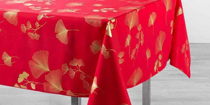 Nappe rectangle Bloomy rouge Or 2m40 x 1m50 anti tache et infroissable