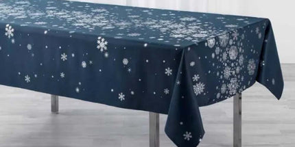 Nappe de Noël constellation marine argent 2m40 x 1m50 anti tache infroissable