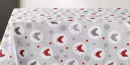 Nappe rectangle suzette gris motif poule 2m40 x 1m50 anti tache infroissable