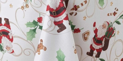 Nappe ronde 180 cm Père Noël blanc Anti tache et Infroissable