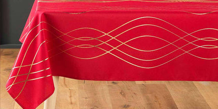 Nappe rectangle Elona rouge et or Anti tache et Infroissable 240 cm X 150 cm