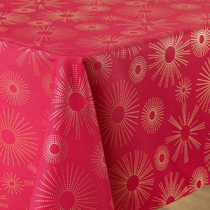 Nappe rectangle Pampille rouge et or Anti tache et Infroissable 240 cm X 150 cm