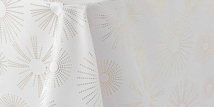 Nappe ronde 180 cm Pampille blanc et or Anti tache et Infroissable