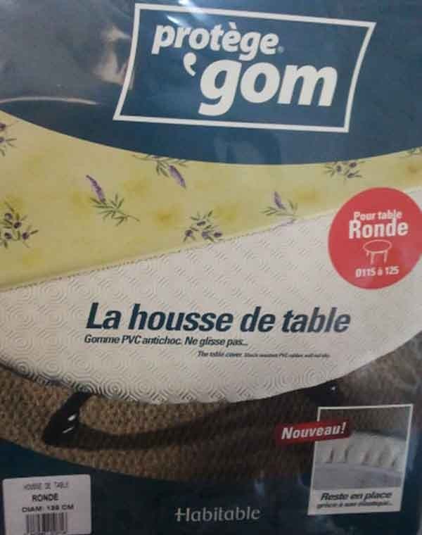 Protège table gomme rond élastiqué 1 m 35 pour une table ronde  de 1m 15 à 1m 25