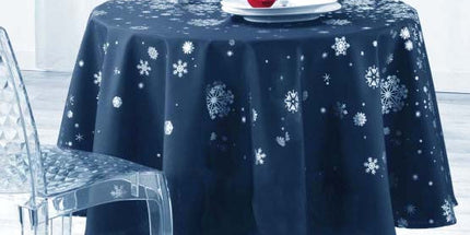 Nappe de Noël ronde 180 cm constellation marine argent anti tache infroissable