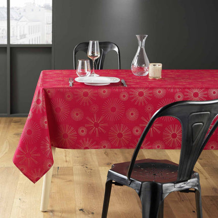 Nappe rectangle Pampille rouge et or Anti tache et Infroissable 200 cm X 150 cm