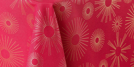 Nappe rectangle Pampille rouge et or Anti tache et Infroissable 200 cm X 150 cm