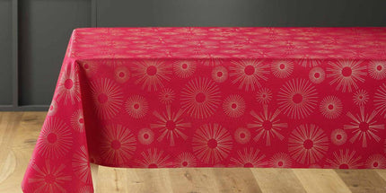 Nappe rectangle Pampille rouge et or Anti tache et Infroissable 200 cm X 150 cm