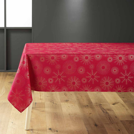 Nappe rectangle Pampille rouge et or Anti tache et Infroissable 200 cm X 150 cm