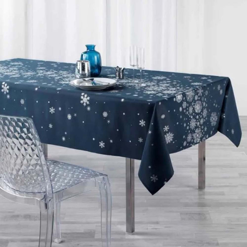 Nappe de Noël constellation marine argent 2m x 1m50 anti tache infroissable