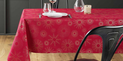 Nappe rectangle Pampille rouge et or Anti tache et Infroissable 300 cm X 150 cm