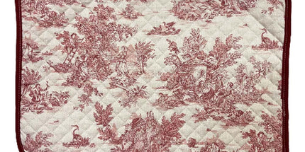 Set de table Toile de Jouy mini pastorale couleur lin rouge coton