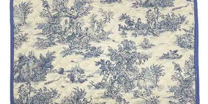 Set de table Toile de Jouy mini pastorale couleur lin bleu coton