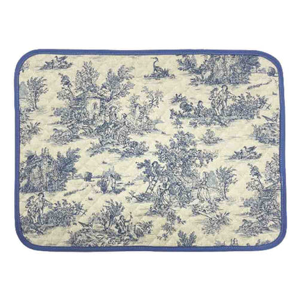 Set de table Toile de Jouy mini pastorale couleur lin bleu coton