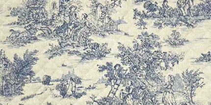 Set de table Toile de Jouy mini pastorale couleur lin bleu coton