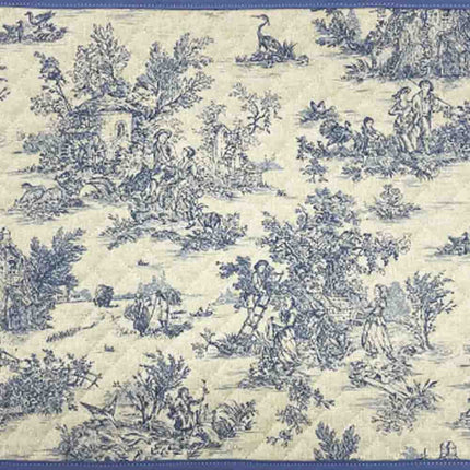 Set de table Toile de Jouy mini pastorale couleur lin bleu coton