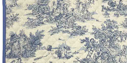 Set de table Toile de Jouy mini pastorale couleur lin bleu coton