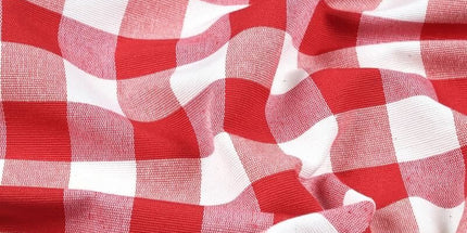 Tissu au mètre vichy rouge carreau 2,5cm x 2,5 cm coton polyester tissé teint160 cm de large