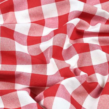 Tissu au mètre vichy rouge carreau 2,5cm x 2,5 cm coton polyester tissé teint160 cm de large