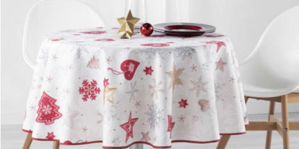 Nappe ronde de NOEL 160 cm Réf I 544 anti tache et infroissable polyester multicolore