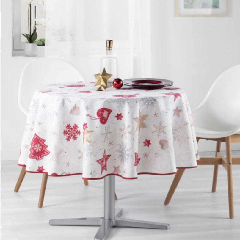 Nappe ronde de NOEL 160 cm Réf I 544 anti tache et infroissable polyester multicolore