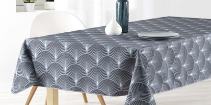 Nappe ronde coquille 160 cm ref 2020 V6 Anti tache et infroissable polyester gris