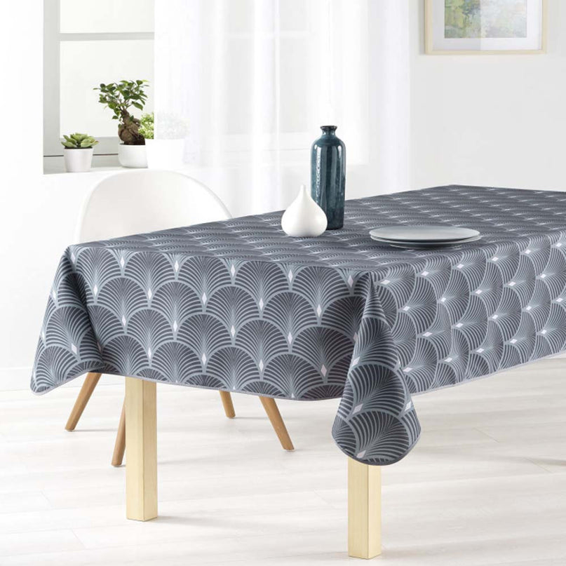 Nappe ronde coquille 160 cm ref 2020 V6 Anti tache et infroissable polyester gris