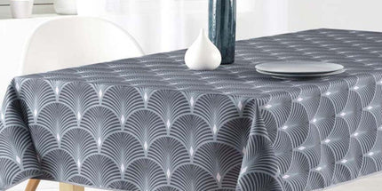 Nappe ronde coquille 160 cm ref 2020 V6 Anti tache et infroissable polyester gris
