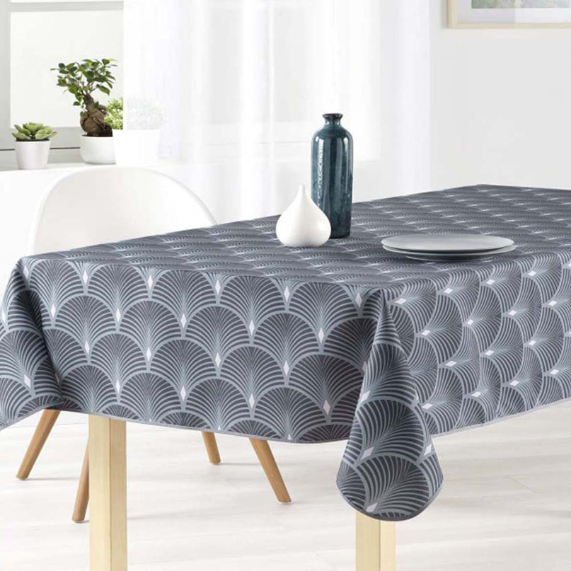 Nappe ronde coquille 160 cm ref 2020 V6 Anti tache et infroissable polyester gris