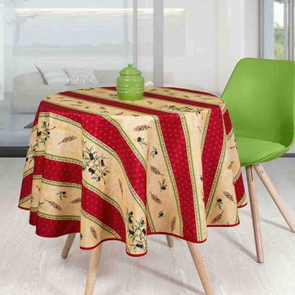 Nappe ronde 1m60 ref 72680 OR rouge olive anti tache infroissable