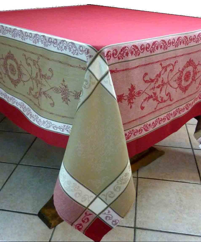 Nappe carrée jacquard 3m/1m60 montmirail rouge
