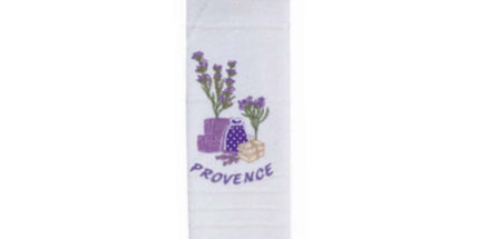 Torchon Essuie main rectangle en éponge Tissage Jacquard brodé herbier sachet de lavande blanc 50 cm X 70 cm Qualité Premium