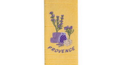 Torchon Essuie main rectangle en éponge Tissage Jacquard brodé herbier sachet de lavande jaune 50 cm X 70 cm Qualité Premium