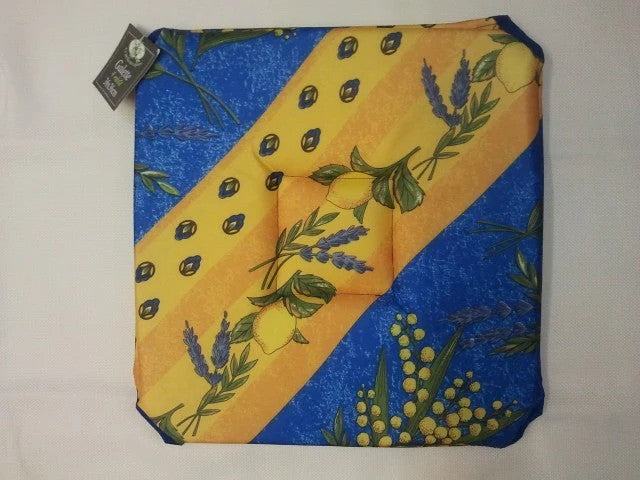 Coussin de chaise mimosa lavande citron bleu