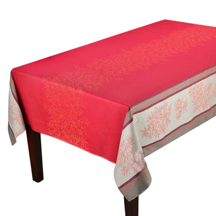 Nappe provençale rectangulaire coton jacquard Téflon olives Rouge double bordure  3m50 x 1m60