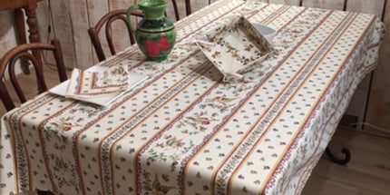Nappe Faïence de Moustiers rose coton plastifié enduit 3m/1m60