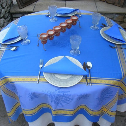 Nappe carrée jacquard lavande bleu 1m60