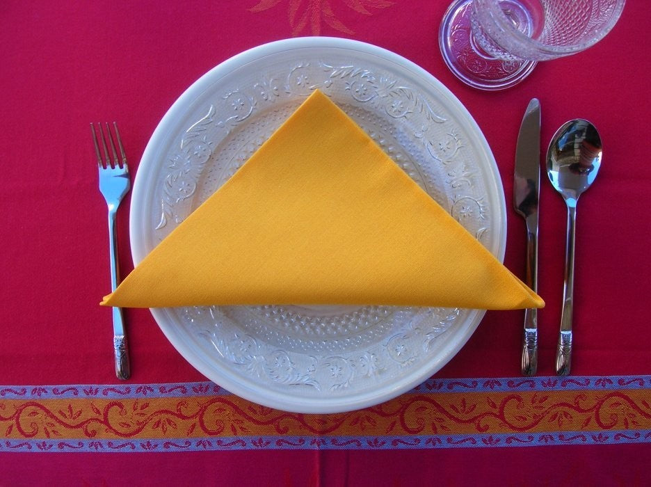serviette coton  unie jaune 40 cm /40 cm
