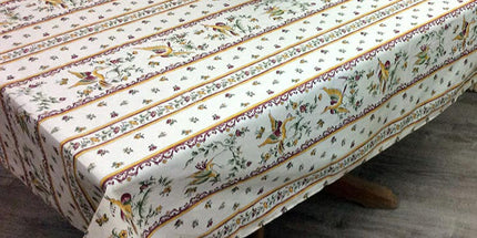Nappe provençale rectangle coton 2m x 1m55  faïence de Moustiers rose
