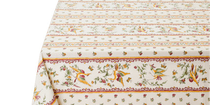 Nappe provençale rectangle coton 2m50 x 1m55  faïence de Moustiers rose