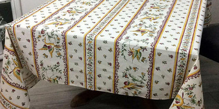 Nappe provençale rectangle coton 3m x 1m55  faïence de Moustiers rose
