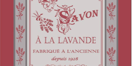 Torchon coton tissé  jacquard pur savon à la lavande rouge