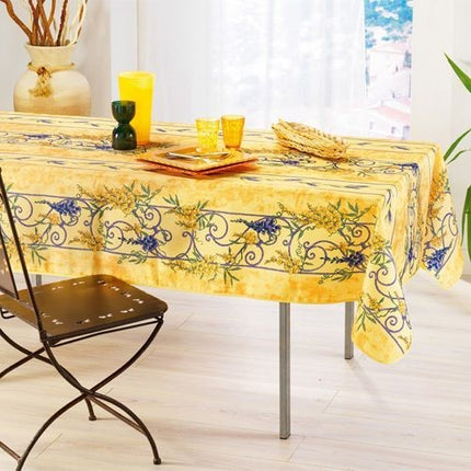 Nappe rectangle glycine et lavande jaune polyester 3m x 1m50 anti tache et infroissable