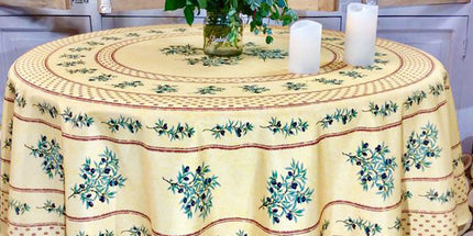 Nappe ronde olivou Jaune 1m 80 anti tache infoissable