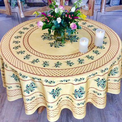 Nappe ronde olivou Jaune 1m 80 anti tache infoissable