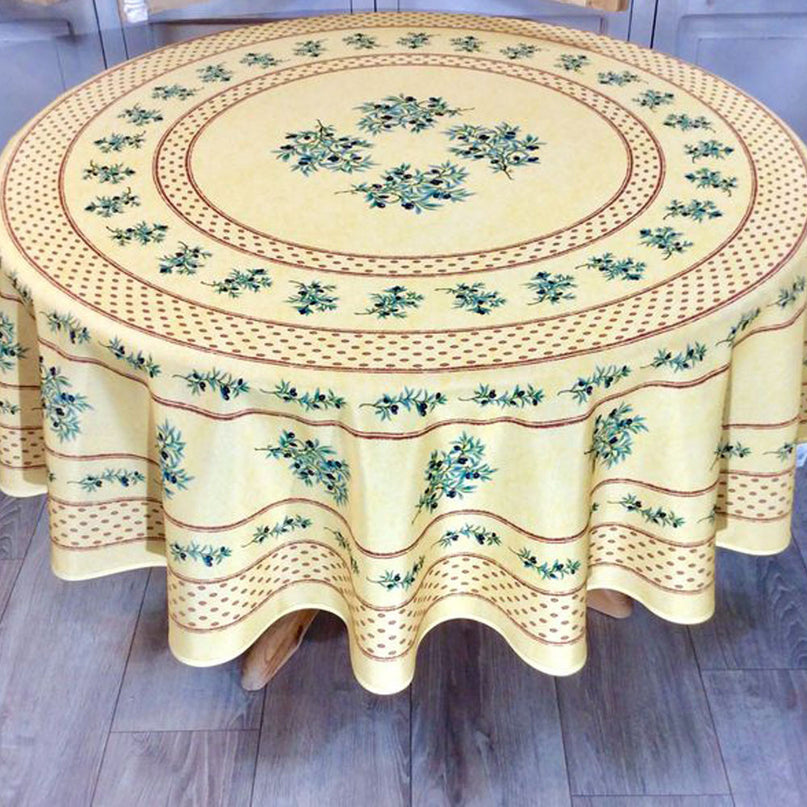 Nappe ronde olivou Jaune 1m 80 anti tache infoissable