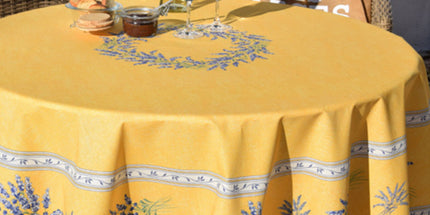Nappe ronde coton enduit valensole jaune 1m80